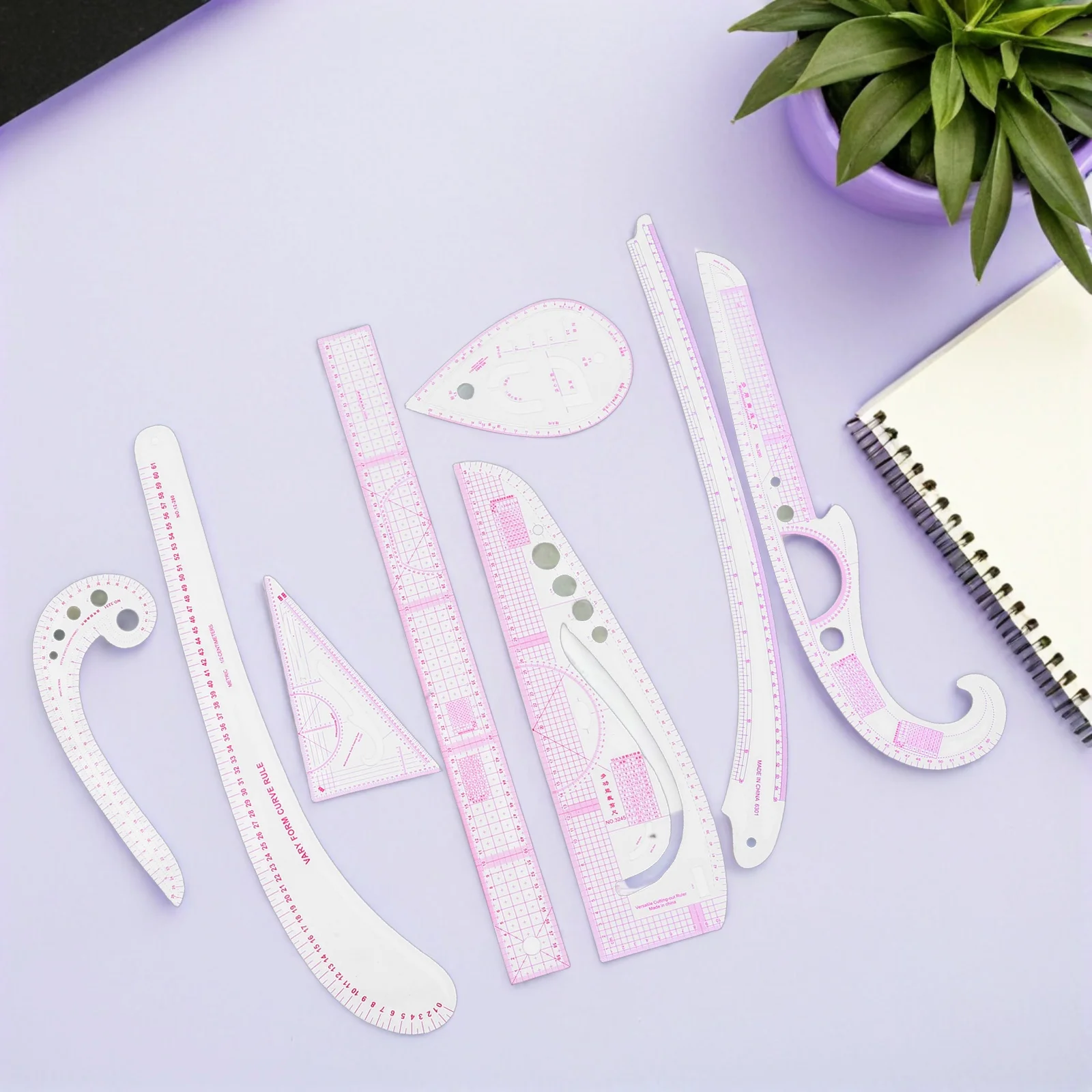 

8Pcs Pattern Sewing Rulers Curve Tailor Drafting Set for Dressmakers Fashion Design Accurate Measuring Tools and Sewing