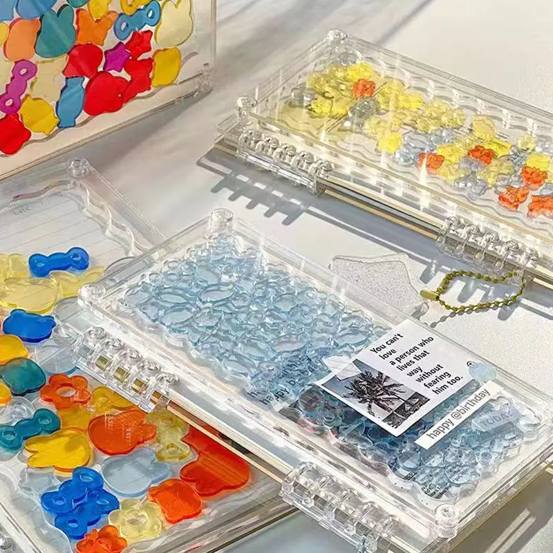 Notebook Transparente com Capa Acrílica, DIY Notebooks Papelaria, Loose Page Diário, Creative Note Book Supplies, A5, A6, 1 Conjunto