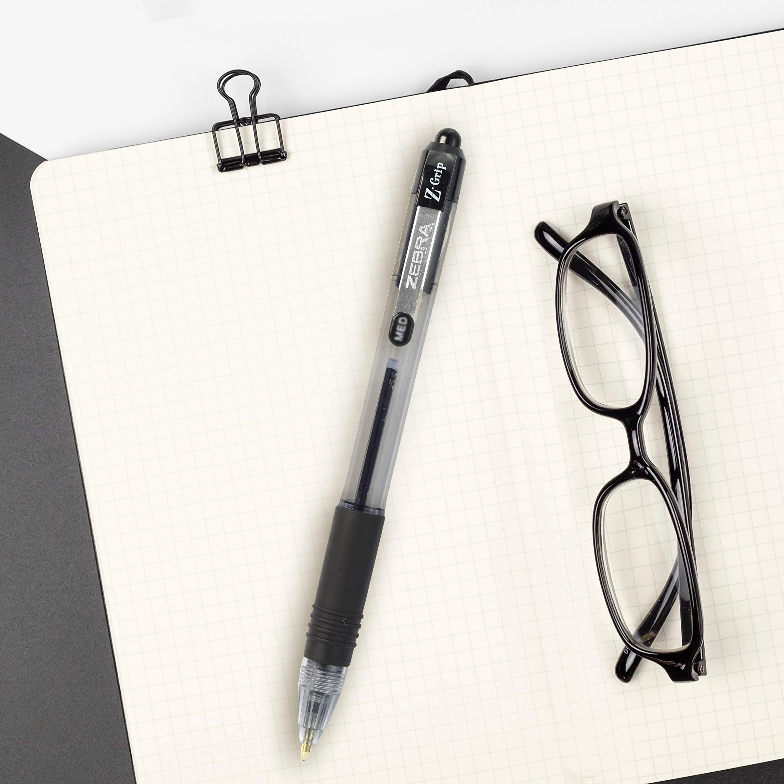 

Zebra Z-Grip Retractable Gel Pen 0.5mm - Smooth Black Ink Refillable for Office & School, Anti-Slip Grip & Quick-Dry Technology