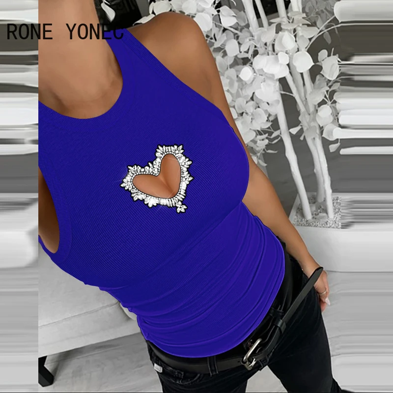 Women Chic Heart Pattern Hollow Out Tank Sleeveless Sexy Camis Crop Tops