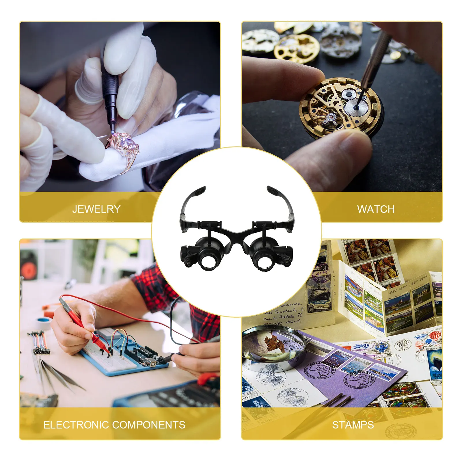 

1Pcs Head Magnifier LED Light Interchangeable Lens 10x 15x 20x 25x Jeweler Watch Repair Magnifying Glass LED Magnifier