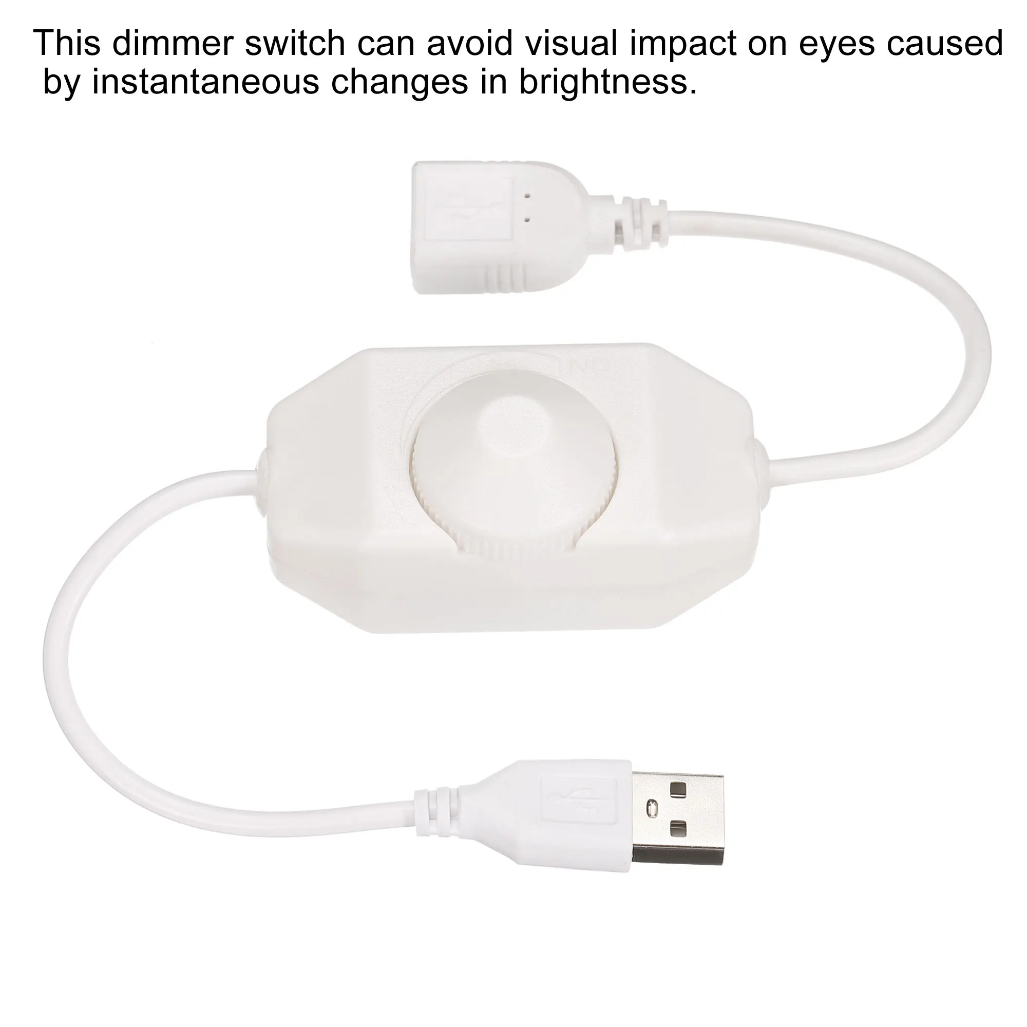2Pcs LED Strip Dimmer Switch Brightness Adjust Controller 5V DC USB Female to Male Extension Cord with Rotary Switch Controller