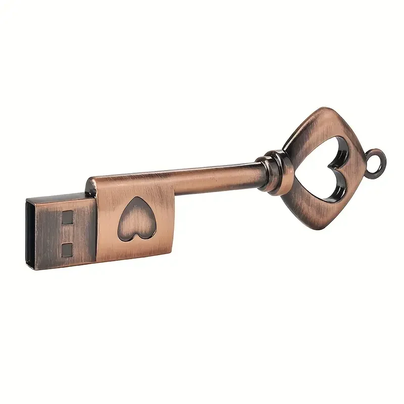 Free Custom Laser Engraving LOGO Metal Red Bronze Classical Key Model USB2.0 Flash Drive 4GB 8GB 16GB 32GB 64GB 128GB