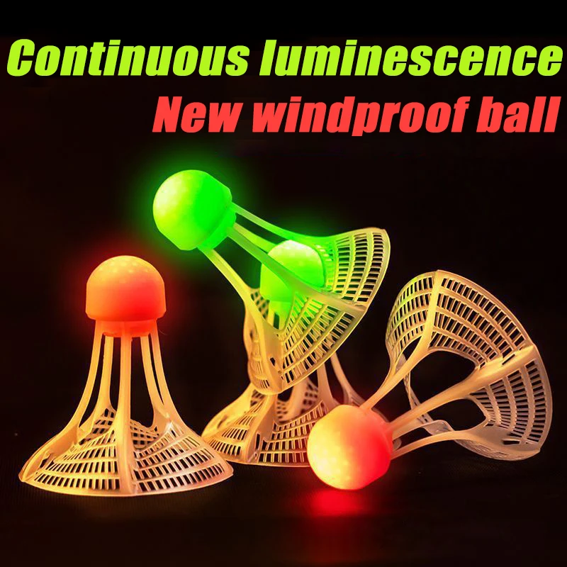 1pcs Glow-In-The-Dark Windproof Glowing Badminton Balls Super Durable Plastic Nylon With Lights