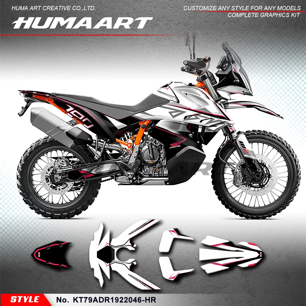 

HUMAART Custom Adhesive Sticker Graphics Decals for KTM 790 890 Adventure R 19 20 21 22, Style No.KT79ADR1922046-HR