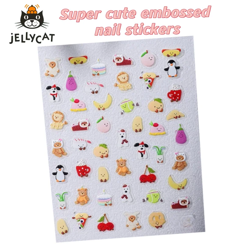 

JC Penguin Eggplant Amuseable Croissant embossed nail art stickers cartoon cute q version hand account diy decorative stickers