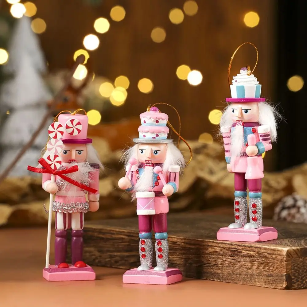 3/4/5Pcs Fashion Figurines Nutcracker Puppet Colorful Creative Soldier Puppet Pendant Painted Nutcracker Christmas Ornaments