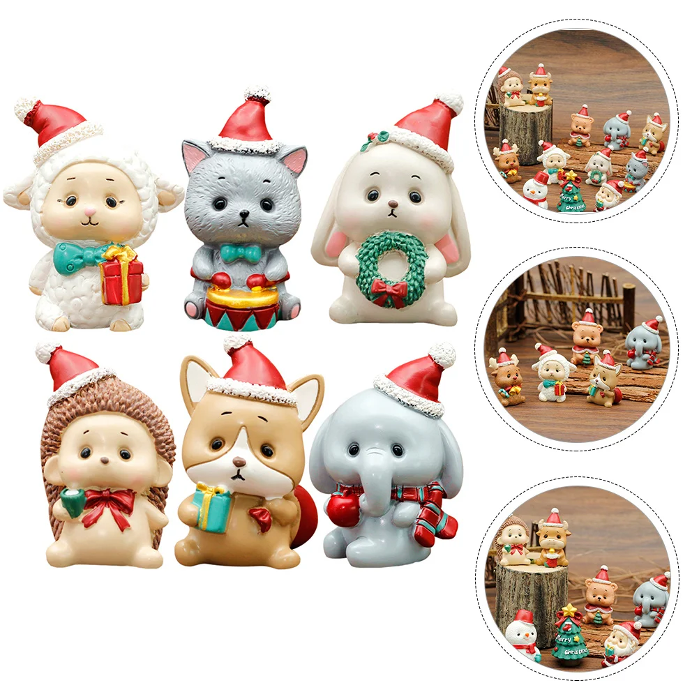 

6Pcs Safe Resin Cartoon Animals Cake Topper Perfect for Muffin Mousse Decor White Blue Brown Animals Shape Cake Topper