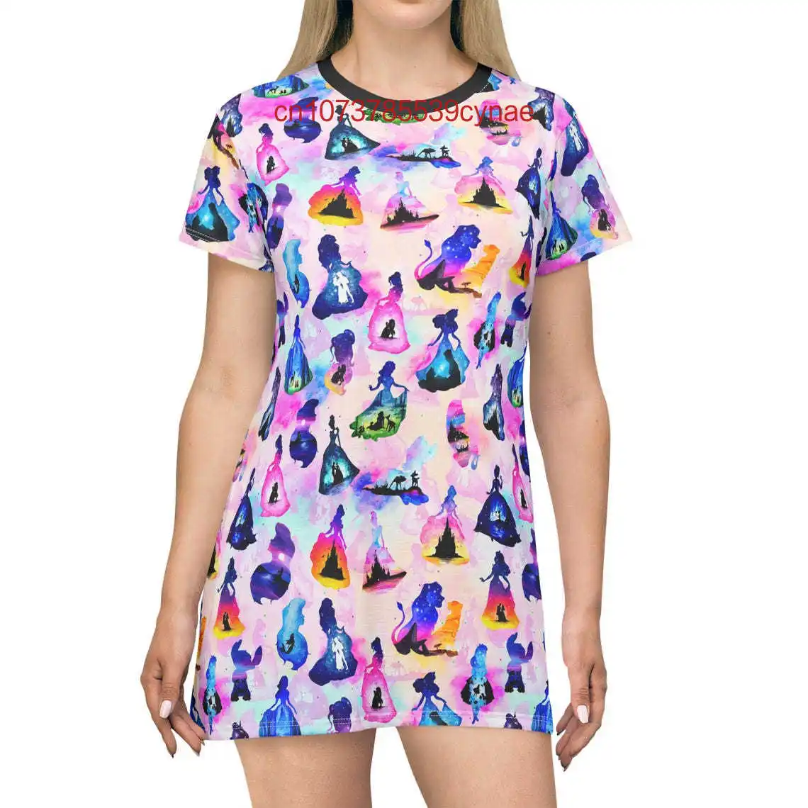 Beauty And The Beast Sketched Women's T-Shirt Dress 3D Printed Disney Street Fashion Short Sleeved Dress Sexy Tight Y2K Dress