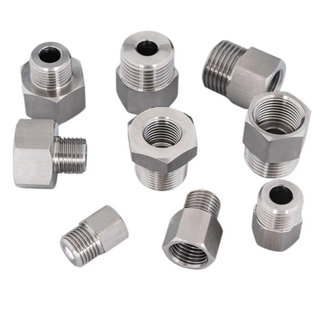 M14 M20 1/4 3/8 1/2 BSP Male Female Reudcer Nipple 304 Stainless Steel Pipe Fitting Connector Water Gas Oil Pressure Gauge