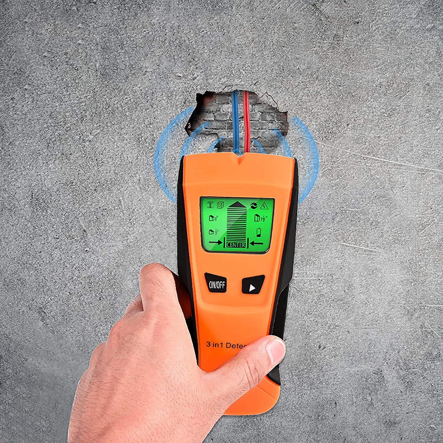 3-in-1 Wall Scanner Metal/Wood/Live Wire Detector Stud Finder by 5 Detection Modes with Green Backlight LCD Screen