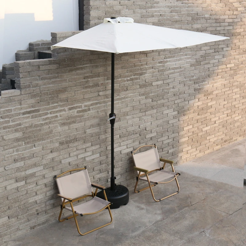 

Outdoor half parasol against the wall Rectangle balcony Garden liftable courtyard Outdoor green plant parasol shed
