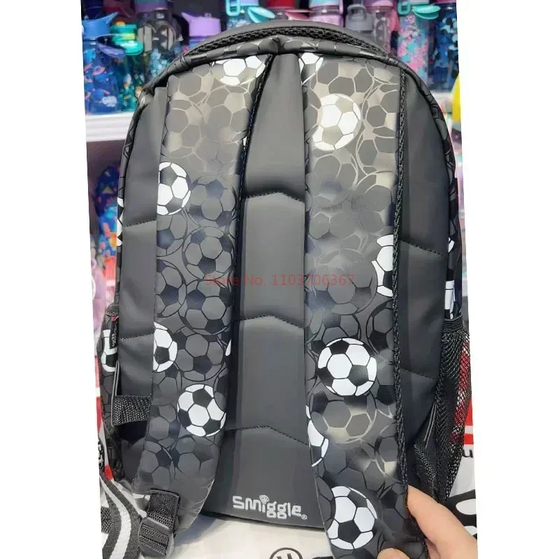 Genuine Australian Smiggle Schoolbag With Large Capacity Lightweight Black And White Football Backpack Lunch Bag Student Gift