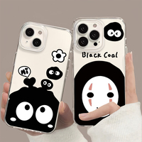 No Face Man Cute Kaonashi Cool Liitle Ball Phone Case For iPhone 11 13 16 15 14 12 Pro Max Plus Clear Transparent Soft Shell