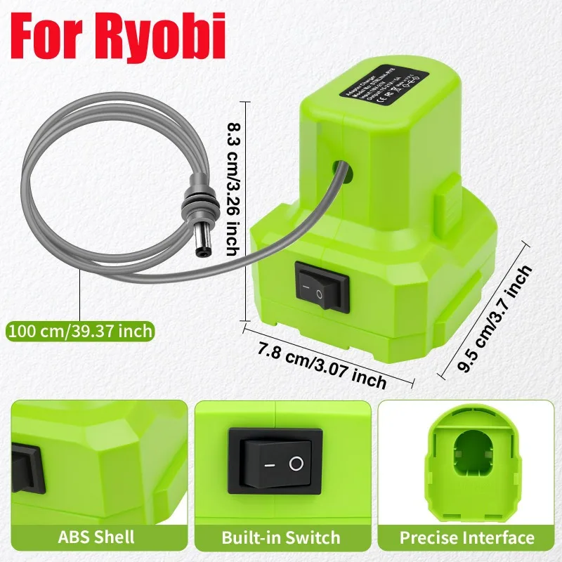 Portable Battery Adapter Power Cable with Built-in Switch for Camping Compatible with For Makita/Milwaukee/Ryobi 18V Batteries