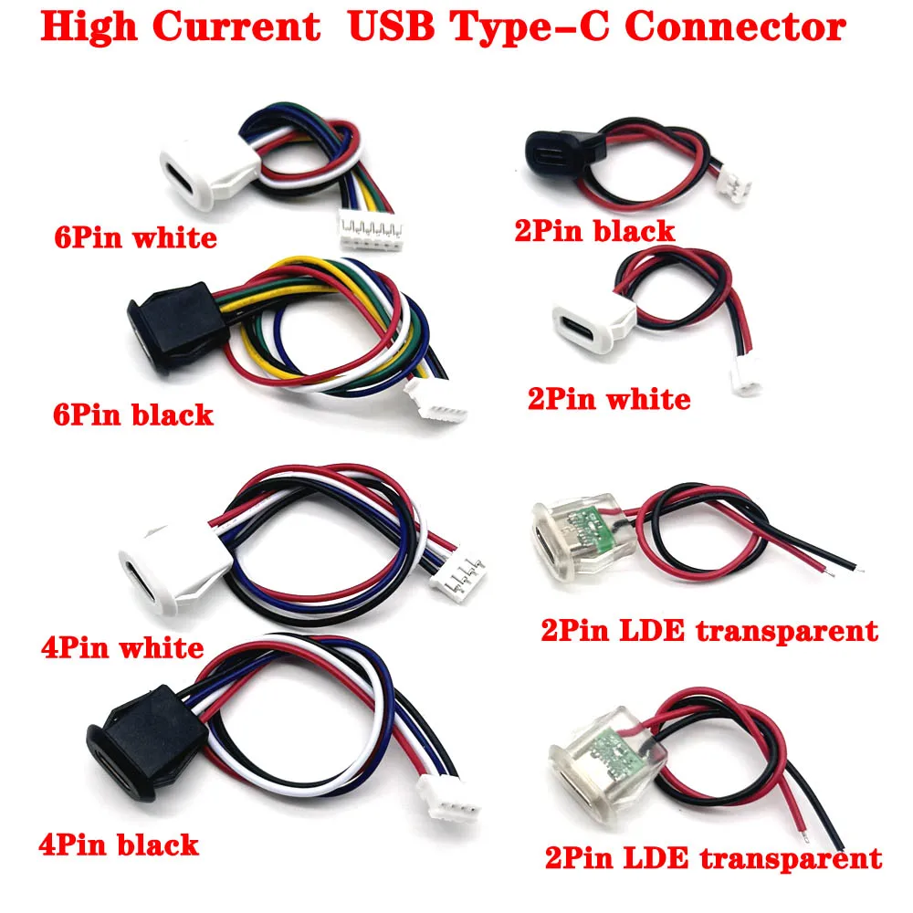 USB-Anschluss Typ C wasserdicht mit PH2.0 2-polig 4-polig 6-polig Verriegelung platte Buchse wasserdicht Hochstrom-Schnell ladebuchse