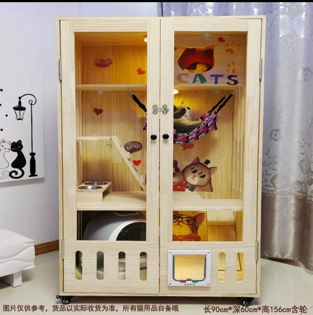 House Cat Cage WoodenHouse Nest Cabinet  House  Villa Home Bring out the Entry Breeding Cage Display