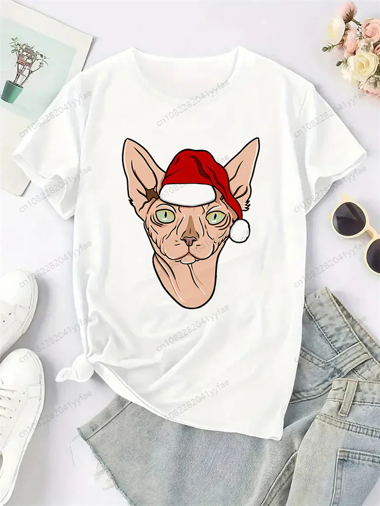 여성 스핑크스 프린트 하라주쿠 여름 티셔츠 캐주얼 라운드 넥 반팔 탑 걸스 티셔츠