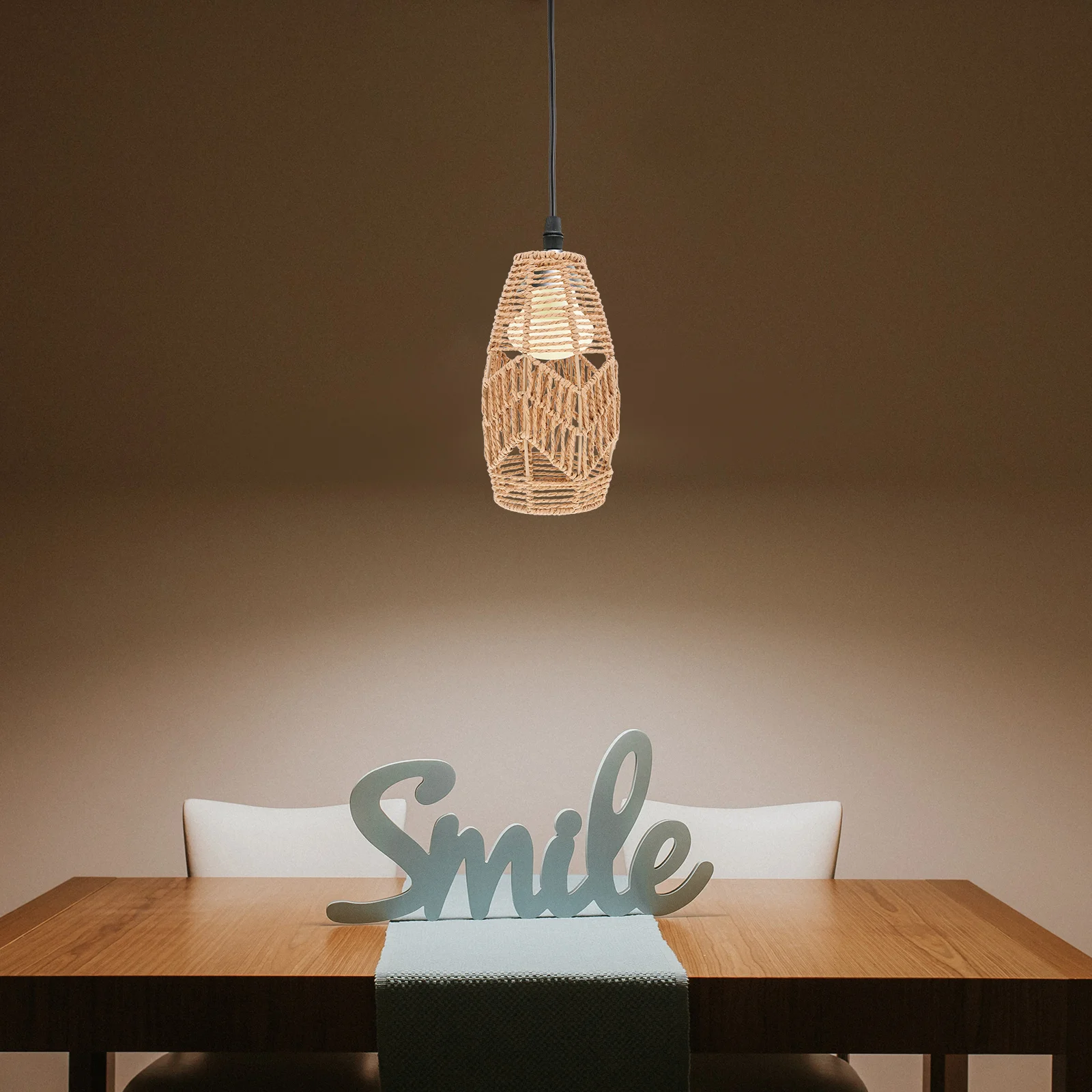 

Paper Rope Lampshade Chandelier Cover Handwoven Pendant Light Shades Rattan Boho Bulb Table Hanging Farmhouse Decor