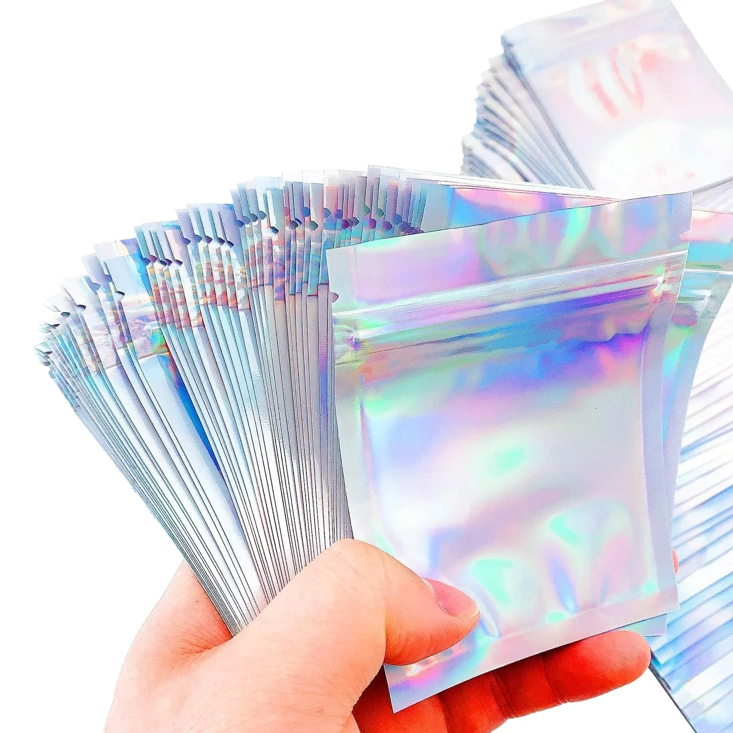 50-Piece Holographic Bag, Laser rainbow Pattern Self-Sealing Bag, Suitable for Candy Bag, Front Window Samples, Jewelry Storage