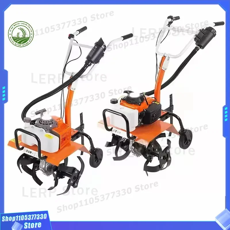Mini Hand Held Tractor Cultivator Agricultural Plow Machine for Garden Farming Soil Tiller Small Power Weeder Tool Equipment