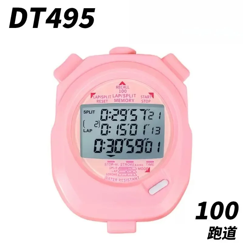 DT495 Triple Row 100 Memory Waterproof Digital Stopwatch Timer for Track Running Swimming Racing Training
