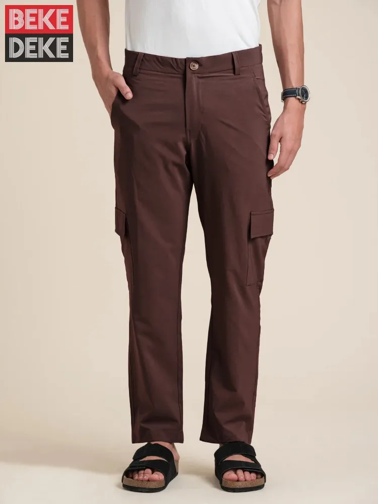 

Hot Sale Summer Mens Thin Quick Drying Breathable Workwear Pant Mid Waist Casual Long Trousers Straight-Leg Full Length Pants