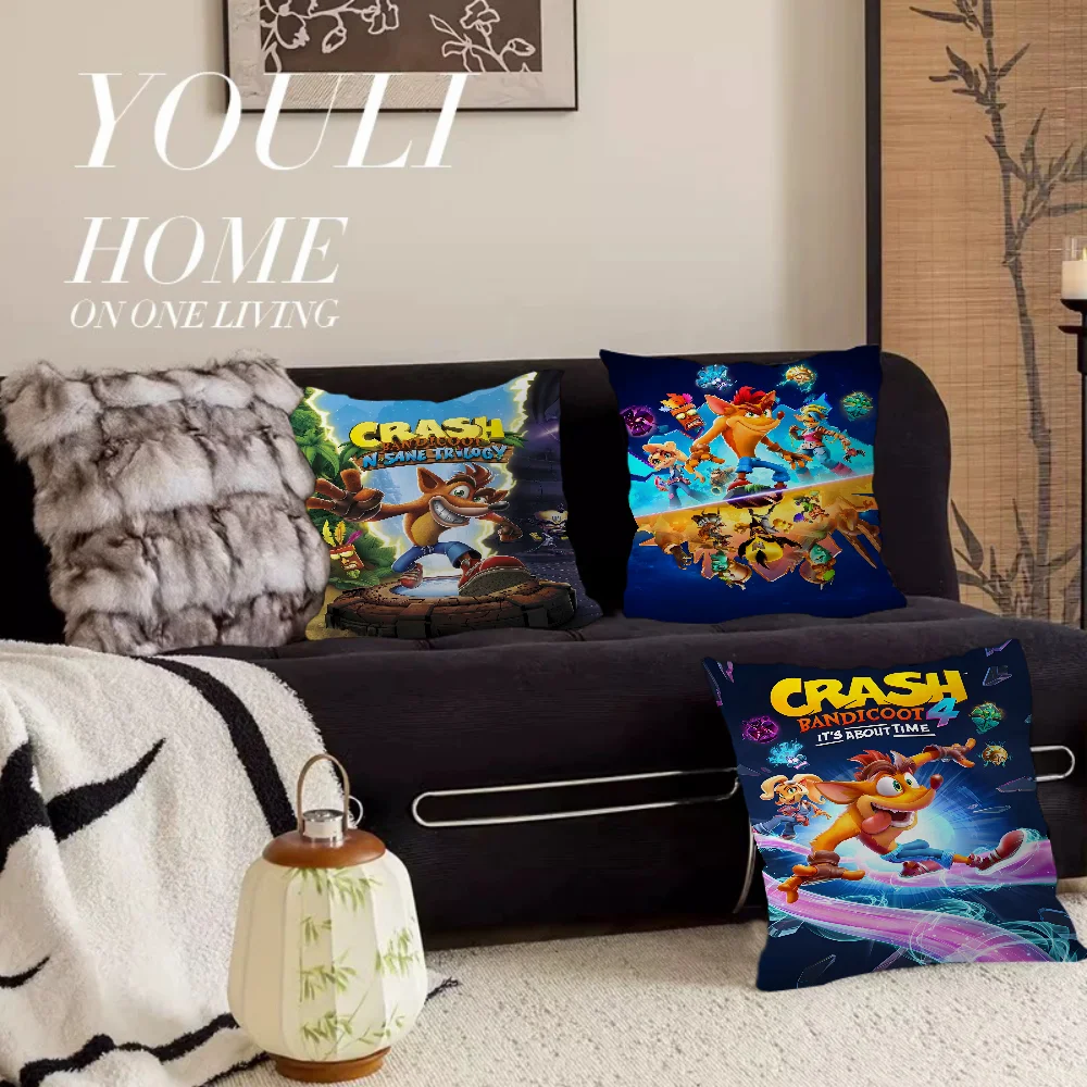 

C_CrashS_B- Bandicoot Game Pillow Cushion Cover Pillowcase Living Room Sofa Home Decor Customized