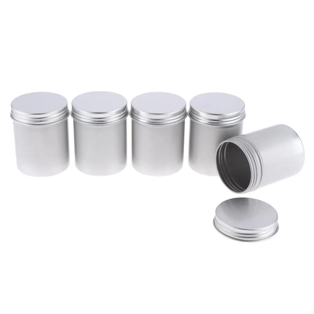 80ml Silver Aluminum Round Lip Balm Tin Storage Jar Containers with Screw Cap for Salves, Cosmetic, Candles Pack of 5