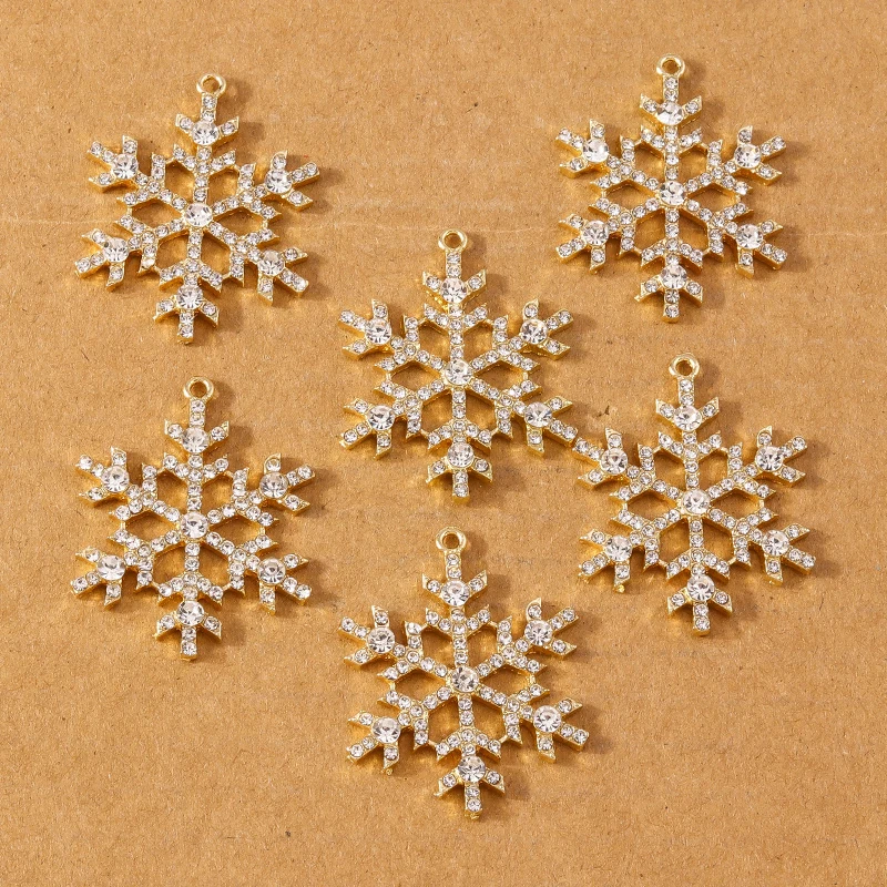 5 sztuk 38*30mm luksusowy kryształ Rhinestone śnieżynka wisiorek Charms do tworzenia biżuterii kolczyki naszyjnik DIY akcesoria dostaw