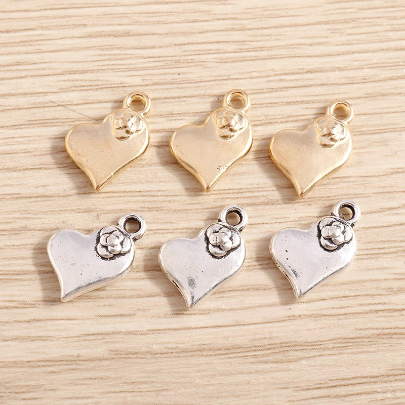 

20pcs 11x15mm Cute Alloy Love Heart Charms Pendants for Jewelry Making Drop Earrings Necklace Bracelets DIY Crafts Accessories