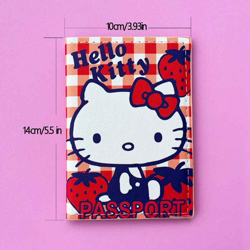 Cartoon HELLO KITTY Travel Passport Cover Wallet Unisex Business Multifunction Credit Card Purse Women\'s Organizer Passport Case