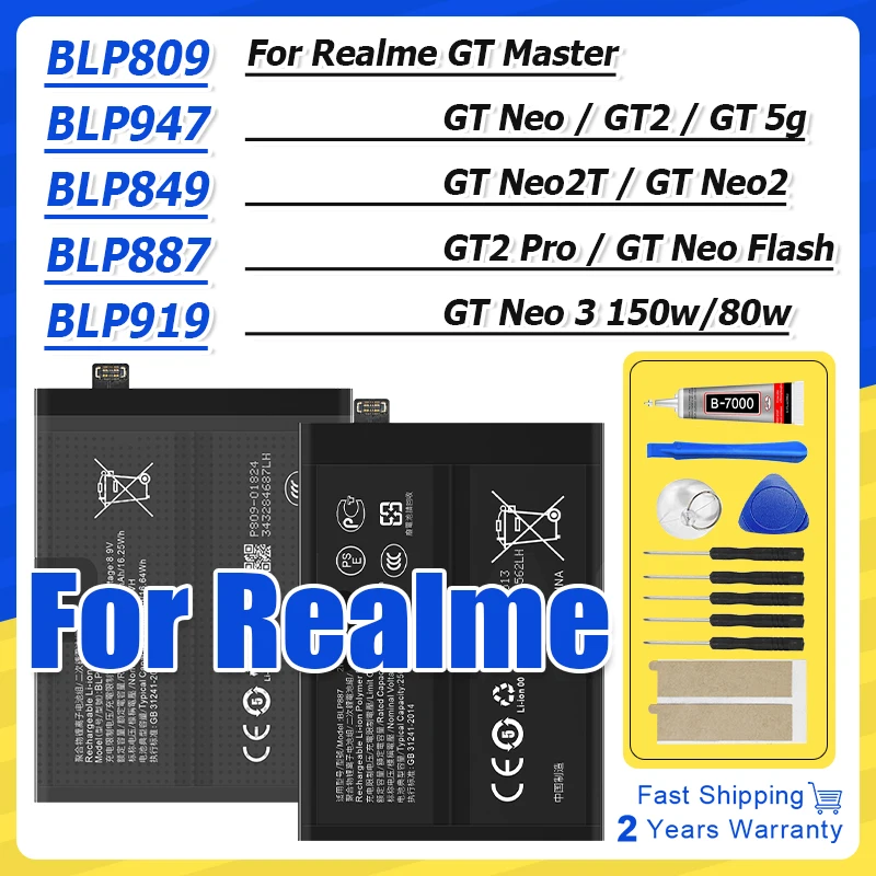High Quality Brand-New BLP809 BLP849 BLP857 BLP887 BLP919 Battery For Realme GT Neo Flash Master Neo2T Neo2 GT2 Pro Neo3