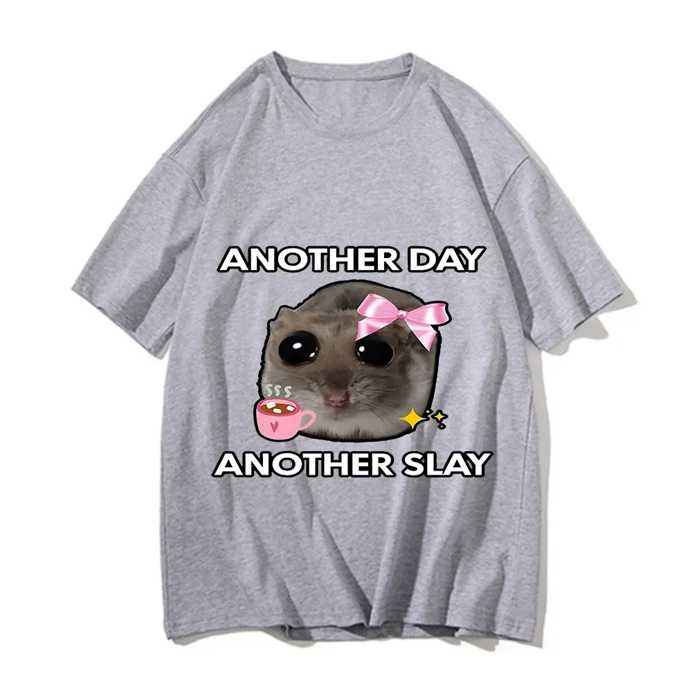 Sad Hamster Another Day Slay Funny T-shirt Casual Cotton Kawaii Tshirt Men Graphic Printing Tops Unisex Fashion Short Sleeve Tee