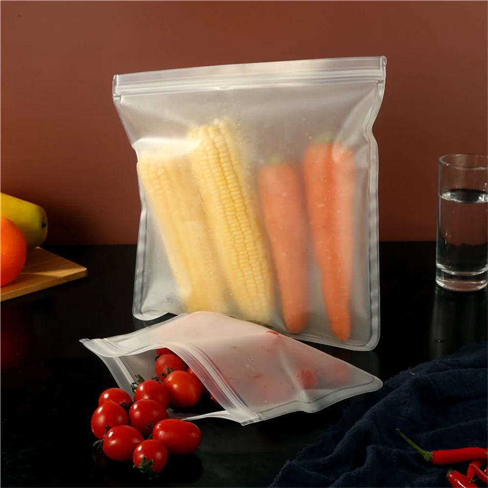 Clear Food Storage Bag Reusable Stand Up Zip Shut Bag Leakproof Smell Proof Containers Fresh Food Wrap Ziplock Packaging Pouch