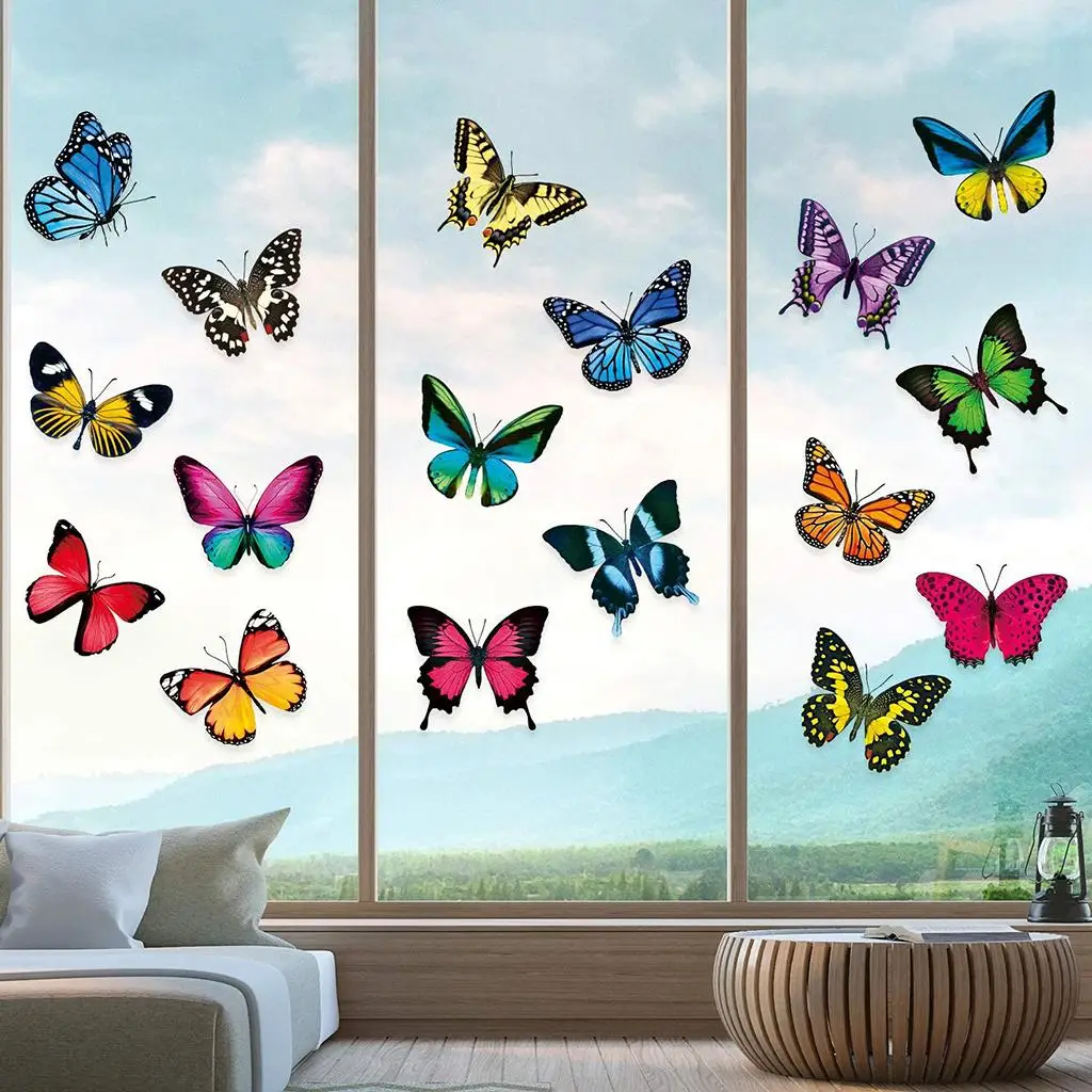 20 Pcs Butterfly Window Stickers, Decor Window Clings, Anti-Collision   Bird Stickers, Glass Window Clings