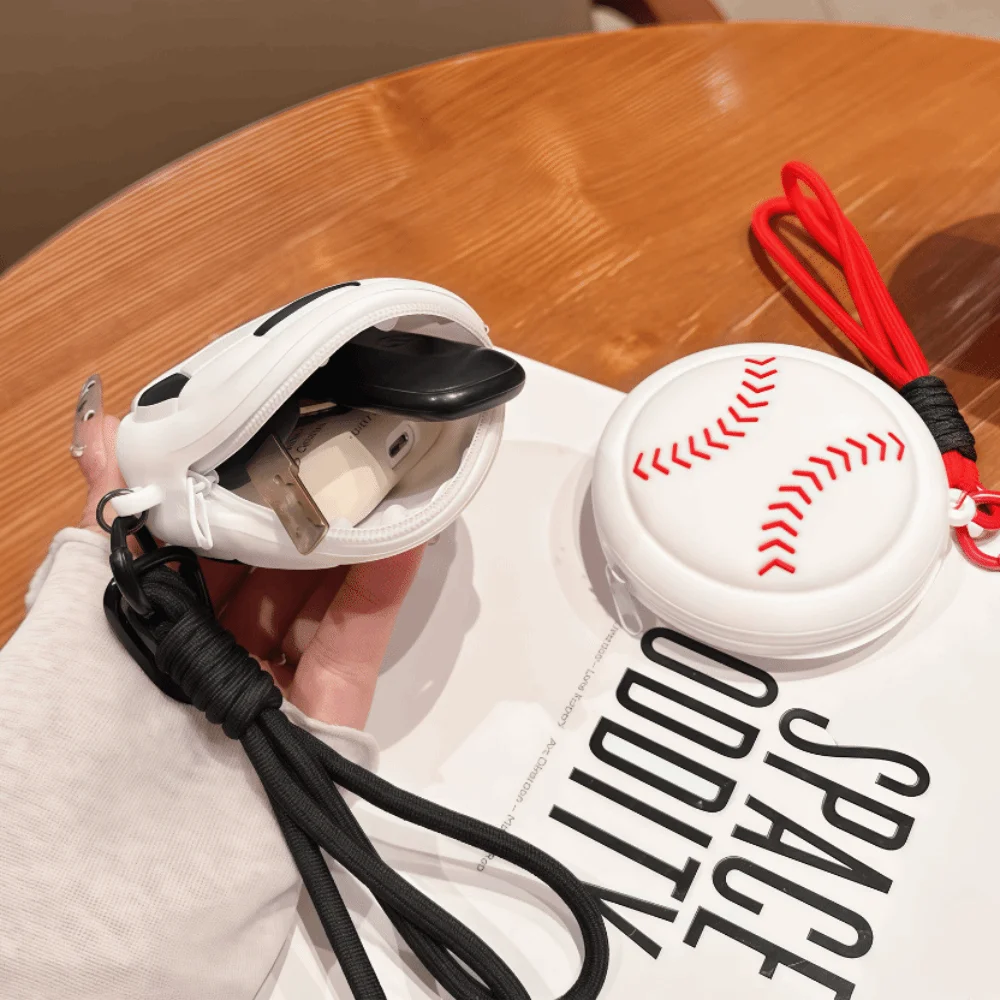 Baseball Sporty Ball Shaped Coin Purse Basketball Waterproof Headphone Pouch Small Size Trendy Storage Bag Gift Giving