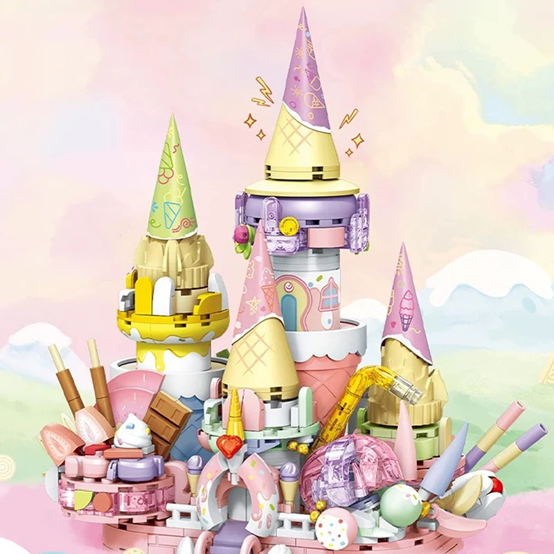 6IN1 Kawaii Candy Planet Model Building Blocks Girls Toys DIY Sweet Barrel Castle Mini Bricks Kids Birthday Gifts