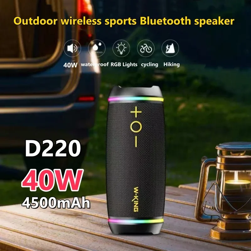 W-King D220 Subwoofer portatile impermeabile Festa in famiglia Alpinismo all'aperto Campeggio Altoparlante Bluetooth 40W Potenza Caixa De Som