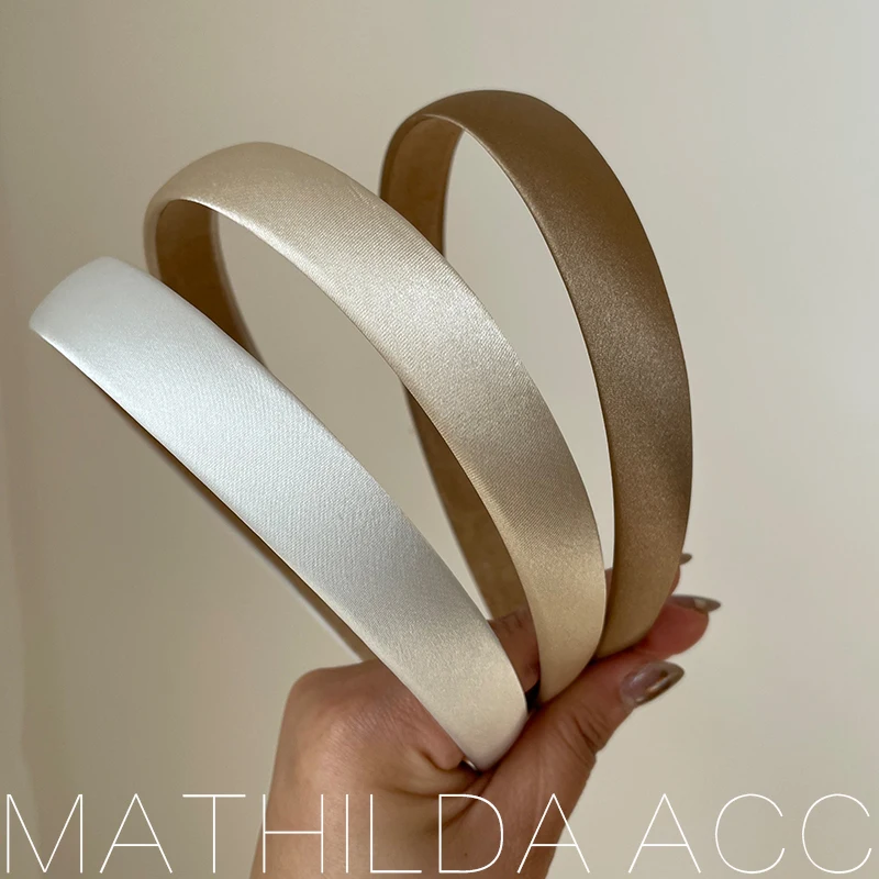 French style fine edge hairband with fashionable and Satin Silk Farbic Hair Bands Solid color retro gentle silk headband