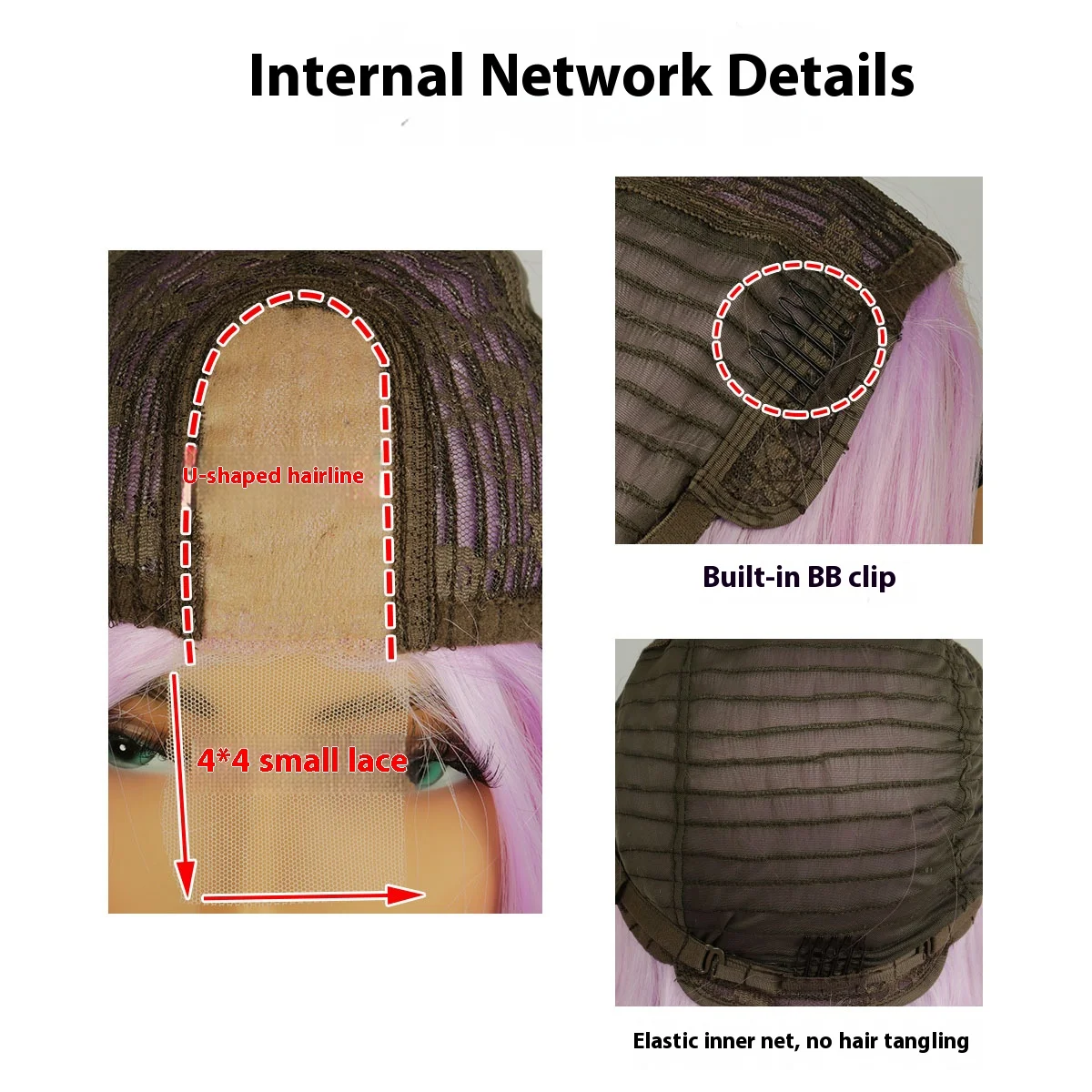 طويل متموج 4x4 الدانتيل إغلاق الجزء الأوسط شعر مستعار 26 بوصة أومبير الأرجواني شعر مستعار الاصطناعية مجعد الباروكات تأثيري حفلة للنساء مقاومة للحرارة #5