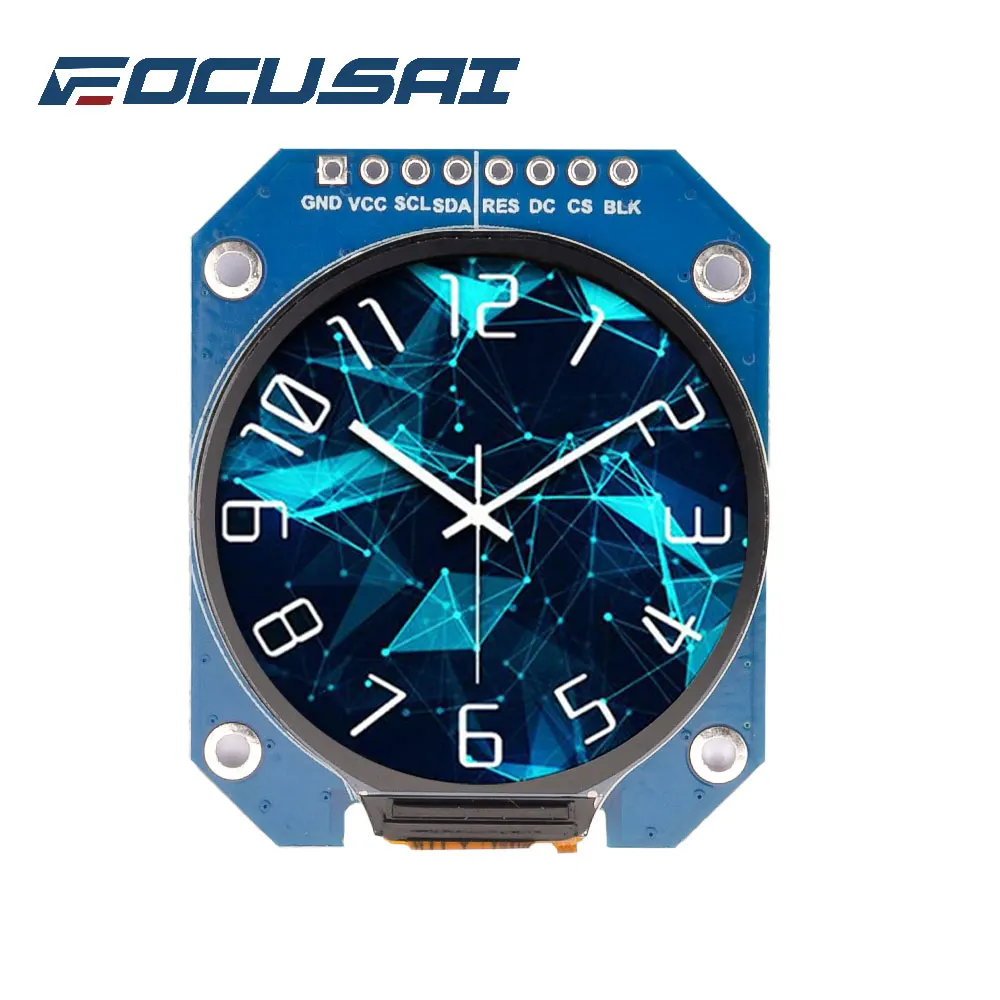 Focusai 1.28 Inch Tft Lcd Display Module Rond Rgb Gc9a01 Driver 4 Wire Spi Interface 240X240 Resolutie Adapter Pcb Dc 3.3V