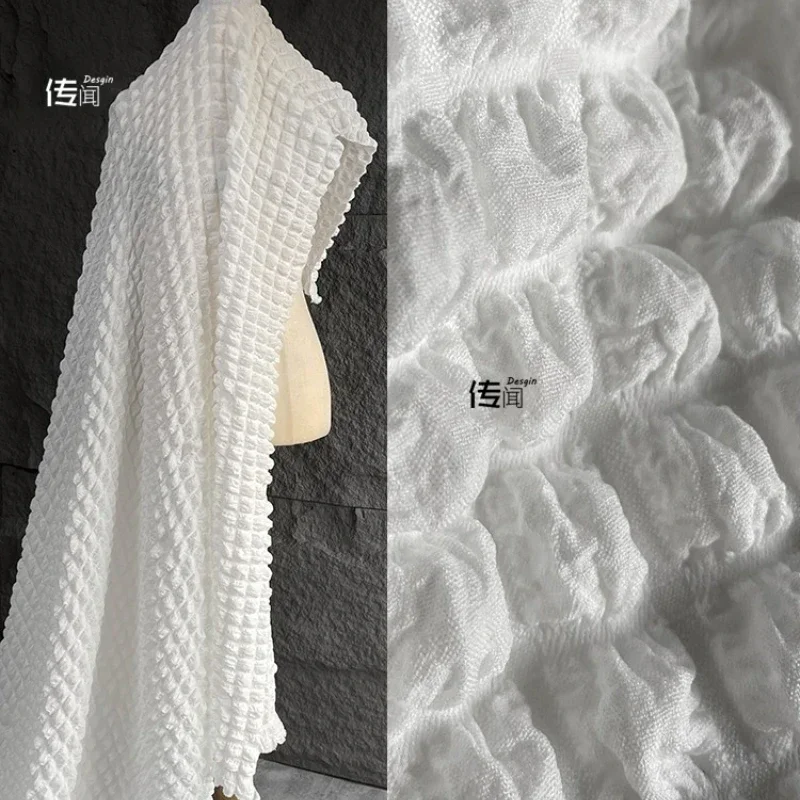 

Ткань в клетку с пузырьками, эластичная, приятная для кожи, платье-шляпа для женщин, дизайнерская одежда, ткань для шитья, ткань «сделай сам»