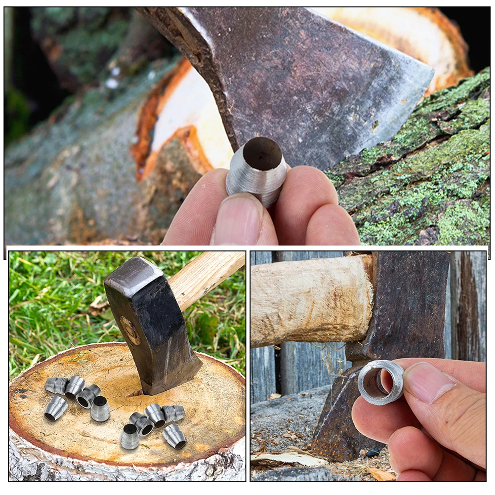 

12pcs Round Handle Metal Axe 10mm Diameter Tool Installation Accessories Reinforcement Splitting Camping Reliable