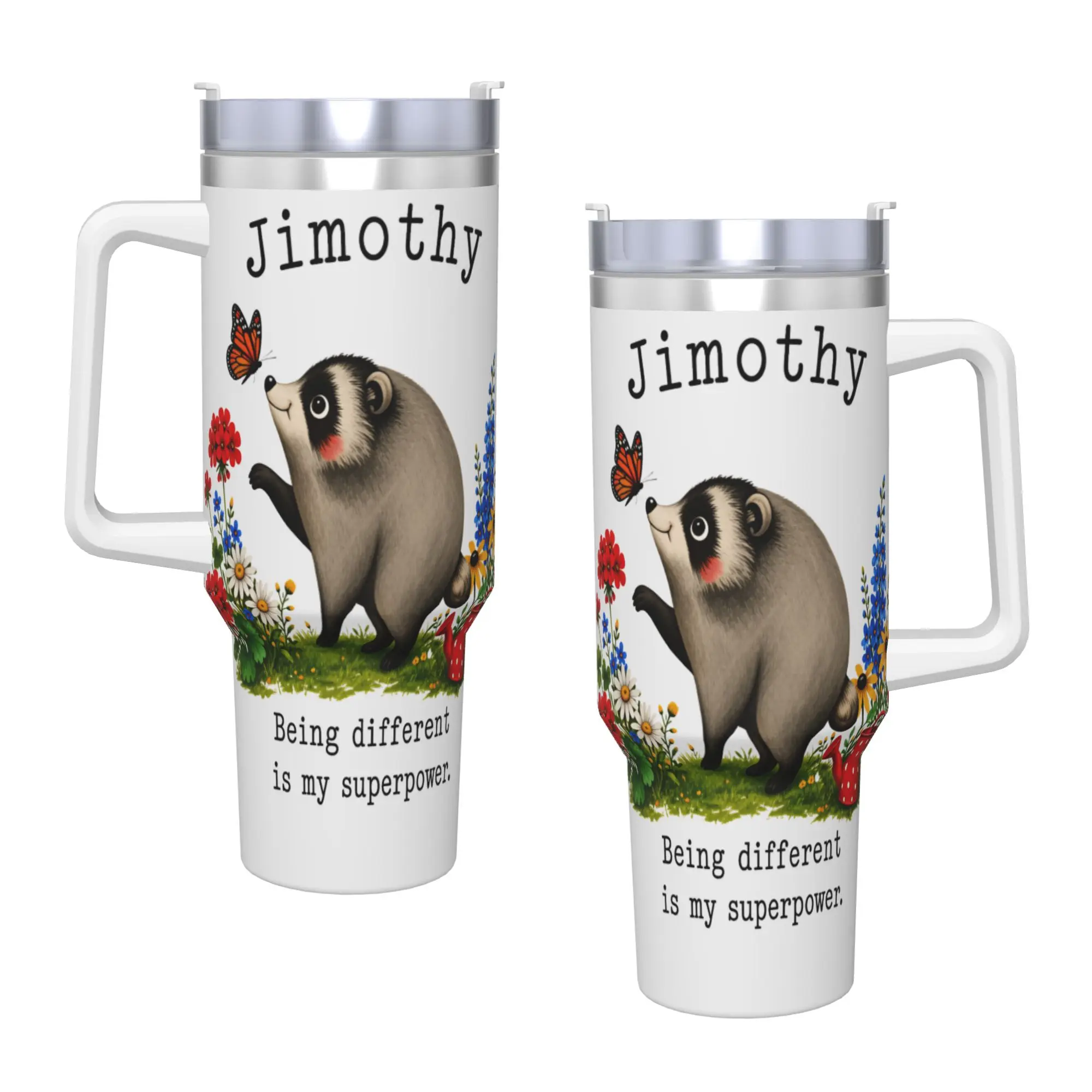 Stainless Steel Tumbler Jimothy Opossum Being Different Is My Superpower Thermal Mug  Leakproof Cold Drink Car Mugs