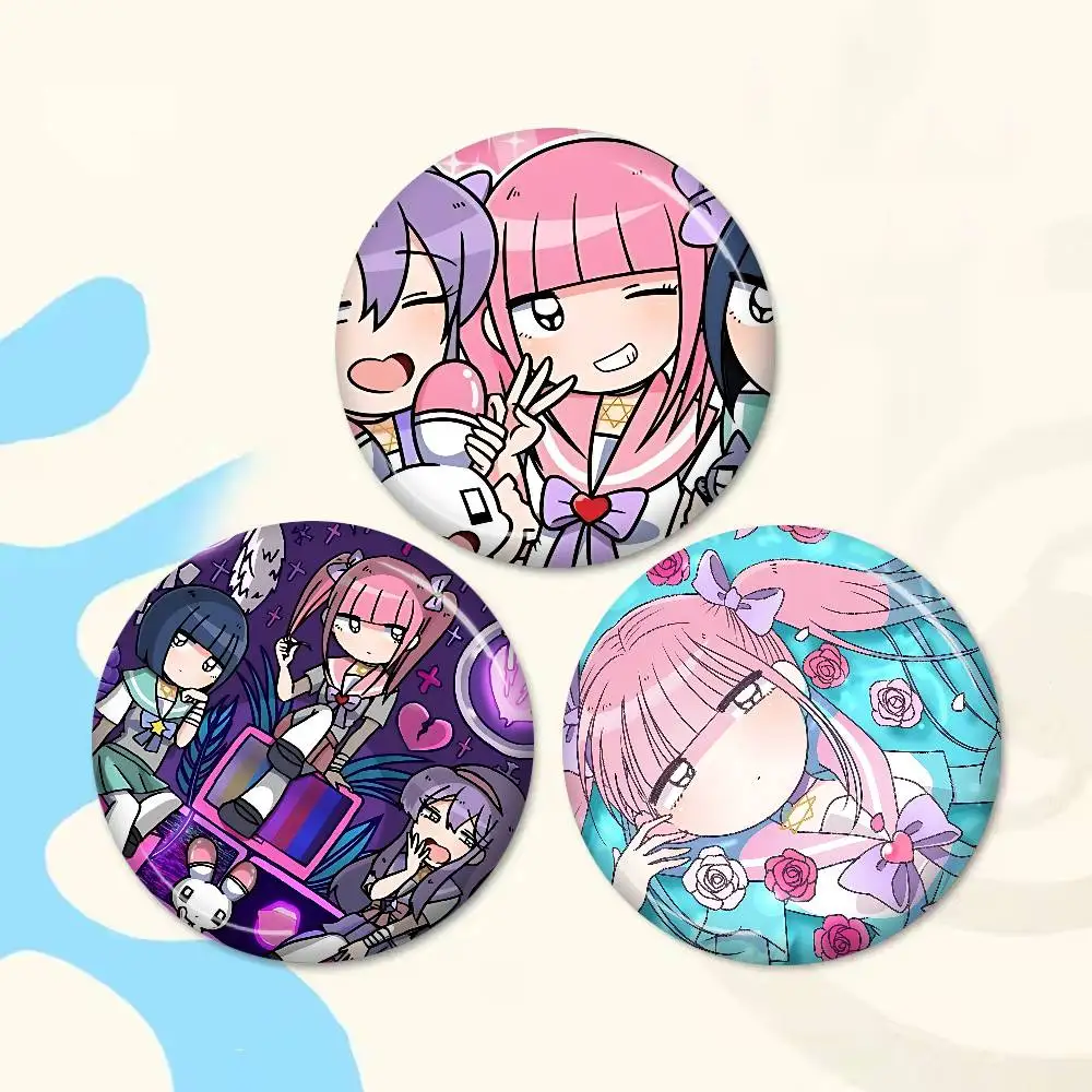Pink Anime Menhera- C-Chan 32/44/58MM Customizable Button Pins Cute Funny Creative Badge Jewelry Decor Gifts for Friends