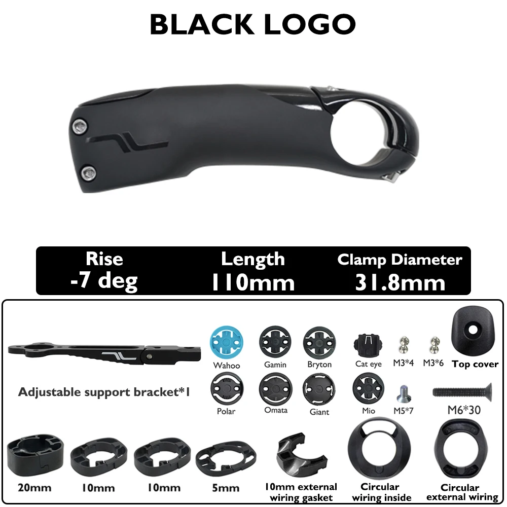 SES Aero koolstofvezel stuurpen, racefiets stuurpen, interne kabelgeleiding, -7 °   hoek, 80 mm-130 mm, inclusief beugel-/afstandhouders accessoire