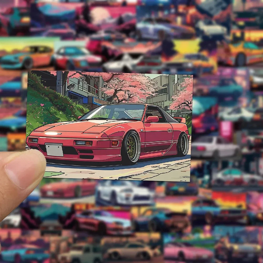 10/30/50 Stück Anime-Stil JDM Nachrüst-Rennwagen-Aufkleber DIY Skateboard Handy Helm Gitarre Coole Cartoon-Aufkleber Packung