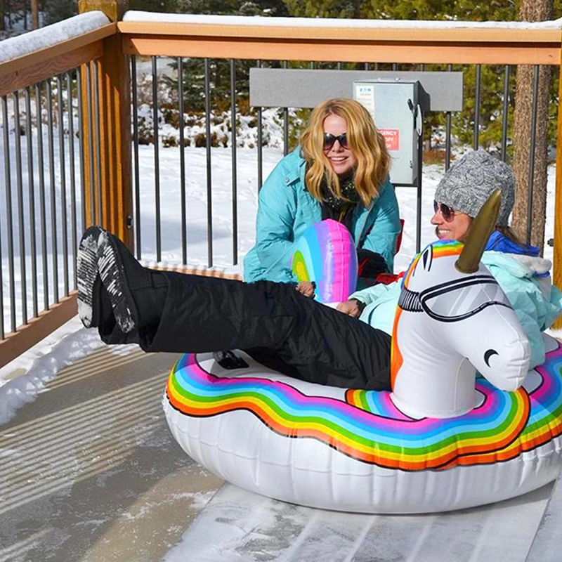 Tubo da neve invernale con unicorno gonfiabile in PVC di alta qualità Slitta e slitta da neve definitiva resistente al freddo 1