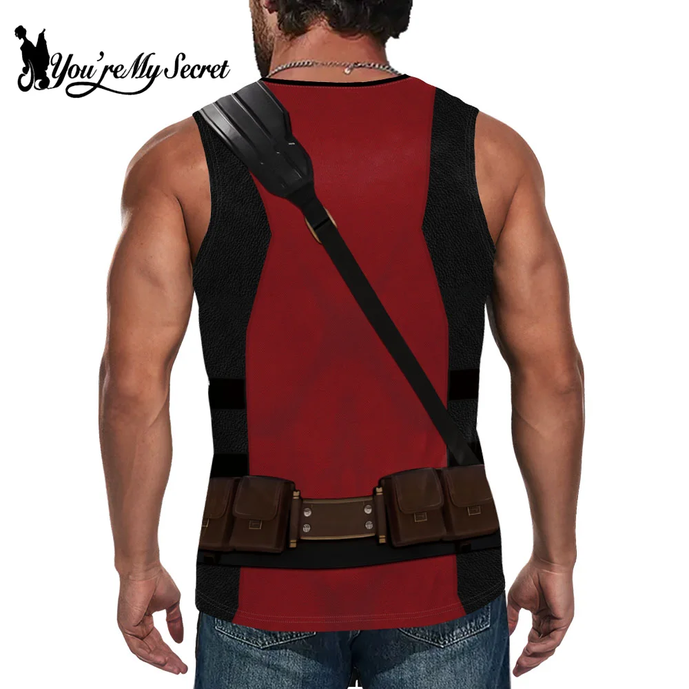 [You\'re My Secret] Deadpool Cosplay Wolverine Cosplay Superhero Printed Vest Comic Compression Workout Bodybuilding Tank Tops